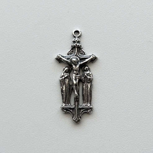 1 1/4" Crucifix Medal with Mary and John Antique Model CX313