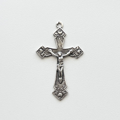 1 3/8" Delicate Roses Crucifix Antique Model CX467