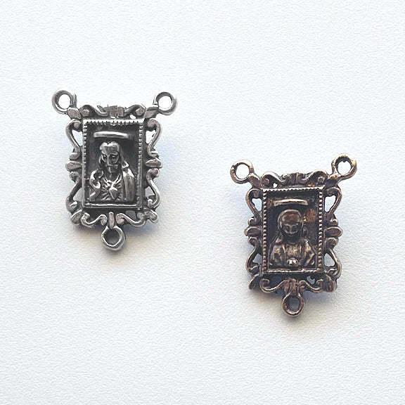 3/4" Jesus and Mary Antique Rosary Center Model CE637
