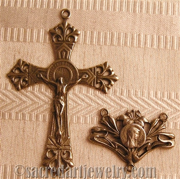 2 1/2" Large Art Nouveau Calla Lily Rosary Parts Set 698-030