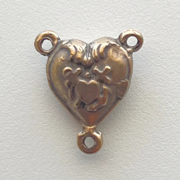 3/4" Puffy Heart Antique Rosary Center Model CE701