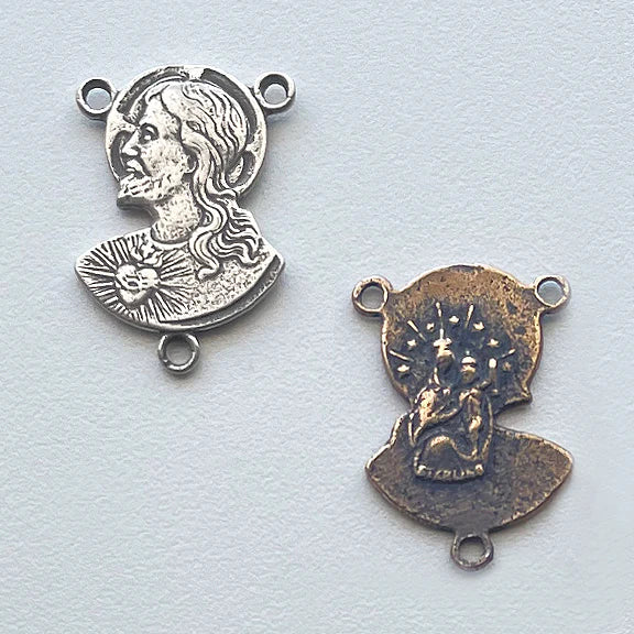 3/4" Jesus Profile Antique Rosary Center Model CE708