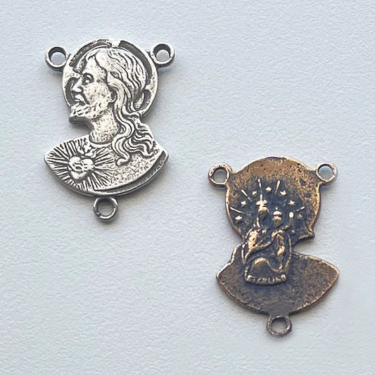 3/4" Jesus Profile Antique Rosary Center Model CE708