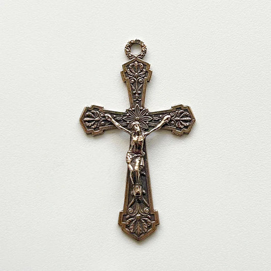 2 1/8" Flowers Crucifix Large Antique Model CX853