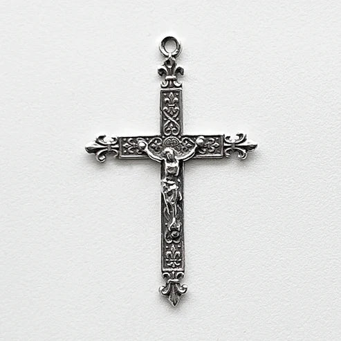 1 3/4" Fleur de Lis Crucifix Antique Model CX981