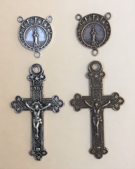 1 3/4" Ornate Art Deco Stella Maris Crucifix Center Set 23
