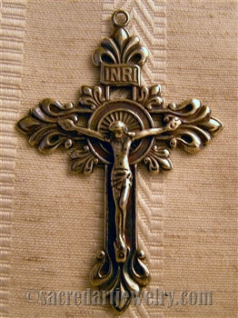 2 1/4" Fleur de Lis Crucifix Large Antique Model CX584