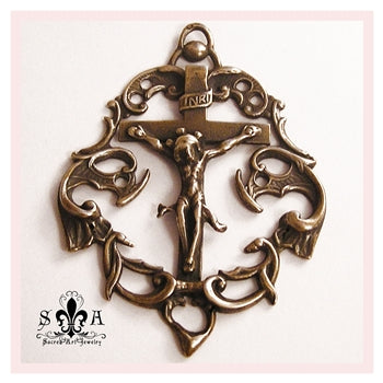2 1/4" Openwork Crucifix Large Antique Model CX854