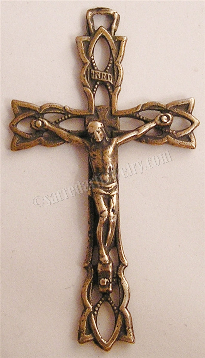 2 1/4" Trellis Crucifix Large Antique Model CX898