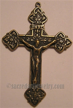 2 1/4" Flowers Crucifix Large Antique Model CX947