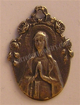1 1/4" Mary Medal with 4 Roses Medal - Antique Model ME1087