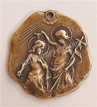7/8" Baptism Jesus and John Medal - Antique Model ME1095