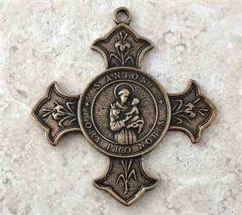 2 1/4" Armenian Cross Necklace Pendant of St Anthony ME376